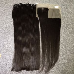 Haute qualité 100% vierge perruque de cheveux noirs grand Stock os chaud dentelle droite couleur transparente - Product Image 4