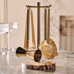 ชุดเครื่องมือบาร์สแตนเลสพรีเมียมพร้อมขาตั้งไม้ อุปกรณ์ทำค็อกเทลระดับมืออาชีพ ทนทาน ใช้ได้กับบาร์ที่บ้าน - Product Image 6