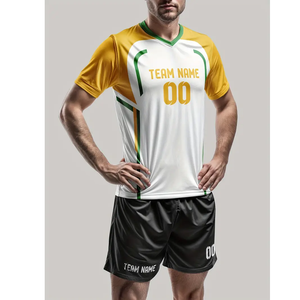 Camiseta de Fútbol para Hombre, Cómoda y Transpirable, con Nombre y Número Personalizados, Color Amarillo, Estilo Fútbol Americano, Corte Automatizado - Product Image 3