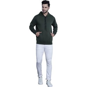 Sweat à capuche en molleton de coton à manches longues non imprimé pour homme - Product Image 3