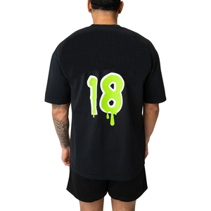 Confortable surdimensionné coton T-shirts col rond léger manches courtes solide imprimé Street Style Gym porter respirant confortable - Product Image 2
