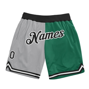 Industrie Direct Engro Sportswear Basketball <b>Shorts</b> Custom Gray Black-Kelly <b>Green</b> Authentic Split Fashion Basketball <b>Shorts</b> - Product Image 1