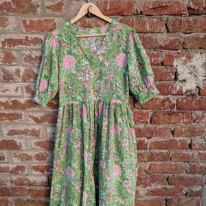 100% coton main bloc imprimé robe d'été brodé coton indien Maxi Style décontracté avec belle décoration de broderie - Product Image 1