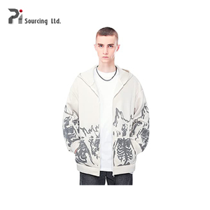 Sudadera con capucha de manga larga para hombre, con logotipo personalizado, de algodón, con estampado de cantidad, elegante, con cremallera, venta al por mayor - Product Image 2