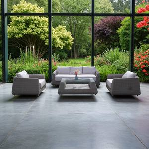 Poly rotin PRSF-TP3 Faux ensemble de meubles en osier étanche extérieur Patio loisirs sièges en forme de lune conception pour salon - Product Image 2