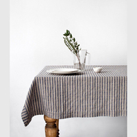 Nappe en lin à rayures de luxe pour la décoration de la maison Nappe en lin moderne Couverture de table brodée
