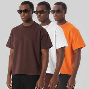T-shirts Sport <span class=keywords><strong>Homme</strong></span> de Haute Qualité, Coton Épais 240 g/m², Streetwear Uni, Crop Top Oversize <span class=keywords><strong>pour</strong></span> Fitness - Product Image 2
