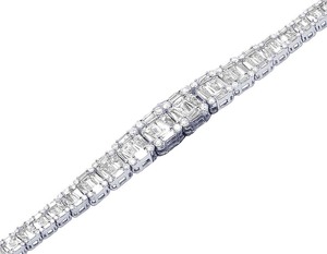 S925 <b>Sterling</b> <b>Silver</b> Moissanite Round and Baguette Cut Diamond Hip Hop <b>Bracelet</b> for Men - Product Image 2