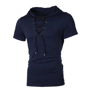 Camiseta ajustada para hombre 2025, ropa de casa de algodón 100% con personalidad de verano, camisetas con capucha de manga corta - Product Image 5