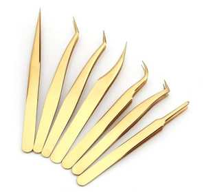 ZACHARY INDUSTRIES-Juego de pinzas para extensión de pestañas, color dorado, 7 pinzas de belleza - Product Image 1