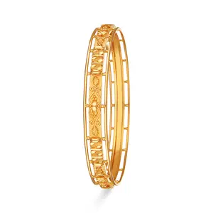 Solid 22KT Gold bangle features a delicate infinity design and an accent band with excellent finish