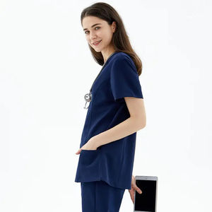 Alta calidad de moda sólido Unisex fácil cuidado uniformes Scrub traje enfermera Hospital Scrubs uniformes conjuntos - Product Image 3