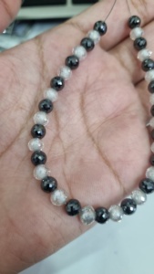 Perles de diamant fantaisie à facettes Moissanite couleur noir et blanc - Product Image 5