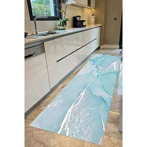 Tapis imprimé marbre turquoise : Design luxueux et moderne pour la décoration intérieure, avec tapis à poils doux - Product Image 4