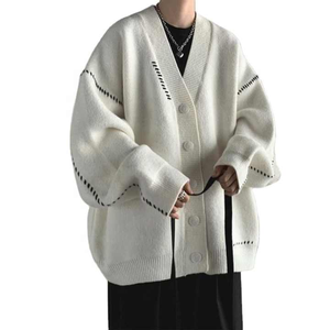 Cardigan en tricot coréen surdimensionné à manches longues pour hommes pull en tricot respirant en coton tricots d'hiver pour hommes ODM Supply - Product Image 2