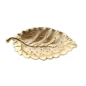 Plat à feuilles décoratif de forme et de taille personnalisées vintage, plateau de service en aluminium doré et noir au design merveilleux, plat et plateau - Product Image 5