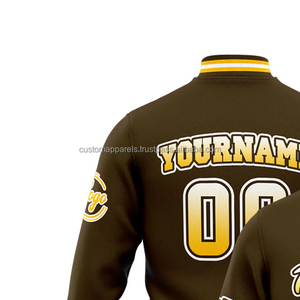 Wholesale <b>Lightweight</b> Custom Varsity <b>Jacket</b> 100% Wool Stand Collar Embroidery Front Assorted Colors Breathable Windproof Bulk - Product Image 3