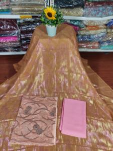 Timeless Ethnic Glamour Beaded Fransawi Dirac Jacquard Twill Slub Plain Cotton/Polyester Chiffon Wedding <b>Dress</b> for Girls Blue - Product Image 4