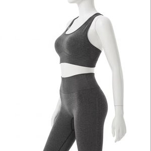 Conjunto de Yoga de Leggings y Sujetador Deportivo Transpirable sin Costuras, Ropa Deportiva Elástica de Nailon y Elastano, Suministro al por Mayor - Product Image 2