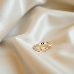 0.04 Carat E-F/VVS-VS Moissanite Bague en diamant taille ronde Design fantaisie moderne en or massif 10K 14K 18K - Product Image 2