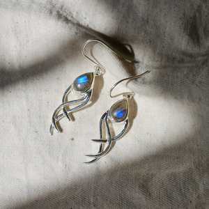 Boucles d'oreilles en pierre précieuse Labradorite faites à la main en argent sterling 925 avec pierres flash bleues naturelles Cadeau élégant pour elle - Product Image 4
