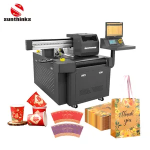 Sunthinks Impressora digital de passagem única para pizza, caixa de papelão branca, cabeçotes de impressão CMYK de 4 cores, Epson I3200, 10 unidades