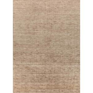 พรมขนสัตว์ทำมือสีเบจและสีน้ำตาลลายเส้น ขนาดใหญ่ 9x12 ฟุต รูปทรงสี่เหลี่ยมผืนผ้า เหมาะสำหรับห้องโถงหรือห้องนั่งเล่น-Hwl-200 - Product Image 1