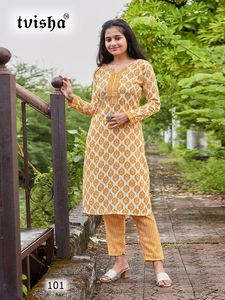 Inde Kurtis Long et droit pour femmes, imprimé couleur à manches longues imprimées femmes Kurtis - Product Image 5