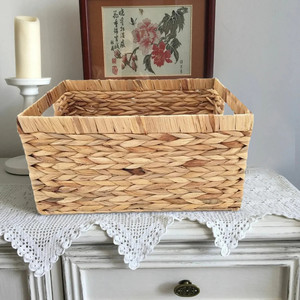 Wholesale Cheapest Set of 2 Natural Water Hyacinth Storage <b>Baskets</b> for Home and Storage Handmade From Vietnam - Product Image 4
