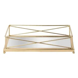 Decorative Metal And <b>Mirror</b> <b>Rectangle</b> tray - Product Image 3