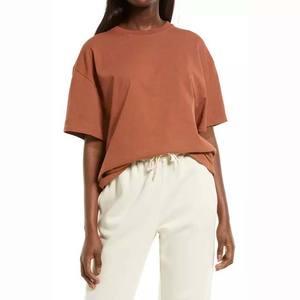 Camisetas de verano OEM para mujer 100% algodón poliéster de alta calidad con logotipo personalizado liso para mujer de manga corta de gran tamaño precio al por mayor - Product Image 1