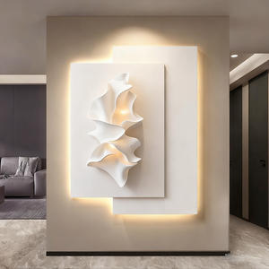 2025 minimalista negro-Blanco-gris LED luz lienzo Fondo porche pared pintura tridimensional sentido sala de estar decorativa - Product Image 5