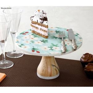 Artículos de fiesta, decoración de mármol de piedra, regalo para el hogar, comida redonda blanca, plato de pastel de Chocolate, bandeja de servicio escalonada de mármol con mango de Metal - Product Image 3