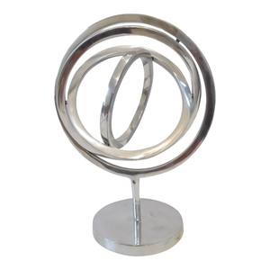 Sphère armillaire moderne en aluminium Sculpture abstraite Décoration intérieure Art Métallique Argent Ornement de table Contemporain - Product Image 1