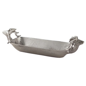 Nouveau plateau décoratif en aluminium avec poignée de forme ovale pour décoration de table industrielle de mariage ou de fête - Product Image 4