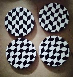 Traditional Wood and Resin Tea Cup Coasters for Home Hotel Restaurant Use Engraved Logo Wood Resin Coasters <b>Marble</b> Coasters - Product Image 4