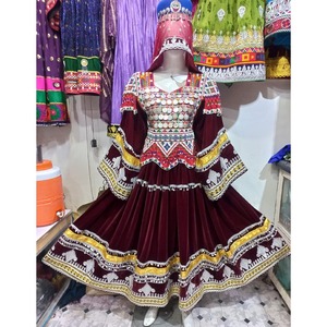 Color azul Vintage peso pesado musulmán fiesta lindos vestidos culturales afganos Envío Mundial Vintage KUCHI vestidos formales - Product Image 3