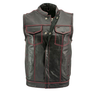 เสื้อกั๊กหนังสำหรับผู้ชายเสื้อกั๊กหนังดีไซน์ใหม่ - Product Image 3