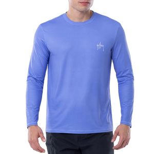 Maglietta a maniche lunghe da uomo Guy Harvey, taglia L, blu, traspirante, protezione solare UPF 50, con logo grafico - Product Image 1