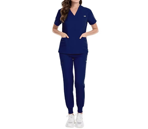 100% algodón elástico Todo Negro 100 algodón Scrubs médico enfermería uniformes mujeres y hombre Scrubs conjuntos 2025 - Product Image 3