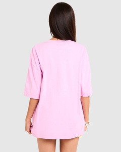 T-shirt oversize à manches courtes en coton, col rond côtelé, imprimé graphique sur le devant, coupe oversize, pour femmes, été, écologique - Product Image 3