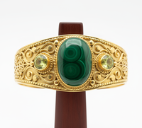 Bracelet manchette en malachite |   Bague large en argent sterling 925 plaqué or rose avec filigrane |   Fait main en Inde |   Commande en gros