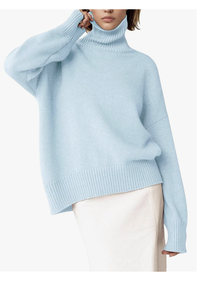 <b>TURTLE</b> <b>NECK</b> <b>SWEATER</b> CHUNKY LONG SLEEVE KNITTED PULLOVER HIGH LOW HEM TRENDY TOP NEW ARRIVAL CUSTOM LOGO FACTORY BANGLADESH - Product Image 3