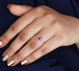 พลอยอเมทิสต์ธรรมชาติรูปไข่925แข็งเงินสเตอร์ลิงแหวนตั้งค่าแหวนเงินเครื่องประดับที่ดีแหวนสีม่วง - Product Image 6