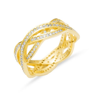 Elegante diseño trenzado blanco CZ piedra banda anillo venta al por Mayor turco artesanal hecho a mano 925 joyería de plata - Product Image 3