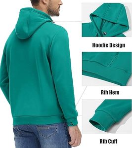 Sudaderas Casuales de Invierno para Hombre, Color Sólido, Poliéster/Algodón, Felpa, Corte Regular con Diseño de Bolsillo, Ecológicas, de Secado Rápido y Transpirables - Product Image 1