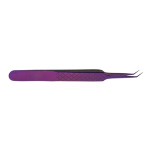 Pince à épiler royale, nouvelle pince à épiler pour extensions de cils, couleur violette tendance, fabrication sur mesure, pince à épiler courbée à 45 degrés en acier inoxydable anti-magnétique - Product Image 5