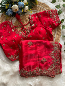 Premium Soft Silk <b>Sarees</b> Zari Borde Embroidered work Wedding Collections - Product Image 3
