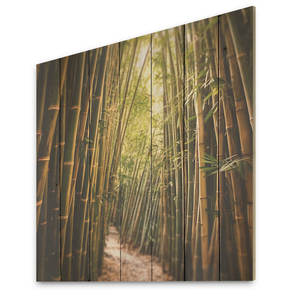 Arte de pared de madera con paisaje de campo de bambú para decoración del hogar y espacios inspirados en Zen - Product Image 4