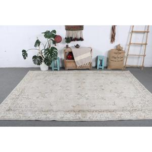 Grand tapis turc de 6,6 x 9,6 pieds, tapis vintage camouflage blanc - Product Image 3